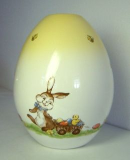 large Goebel Hummel Easter egg pottery vase with Easterbunnies and 