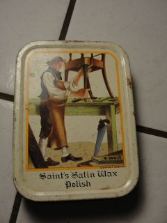 Saints Satin Wax Polish tin,advertising, Baker Furniture Inc, cabinet 