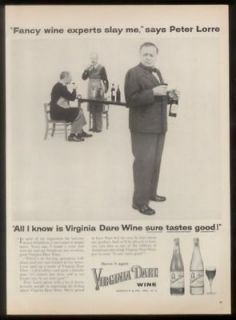 1955 Peter Lorre photo Virginia Dare Wine print ad