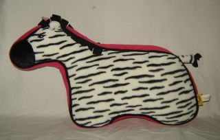 Bestever 18” Plush Stiff Standing Flat Black White and Pink Zebra