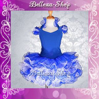   Halter National Pageant Dress Shell DIY Party White Blue 18m 24m PT002