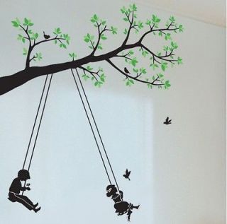 Kids Swing Tree Butterfly Mural Art Removable Decals Wall Sticker 