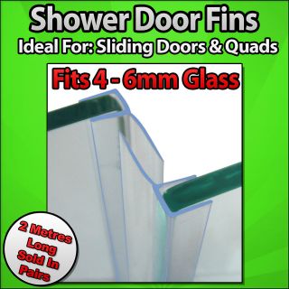   Bath Shower Screen Seals Back Fins Sliding Door Quad Long 4   6mm