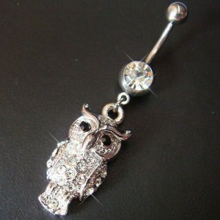   Cute Owl Belly Button Navel Rings Ring Bar Body Piercing Jewelry Q04