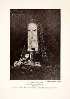 1914 Print Elizabeth York Queen Consort Henry England Costume Historic 