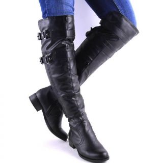 NEW BLACK OVER THE KNEE LOW HEEL RIDING BOOTS SIZE 8
