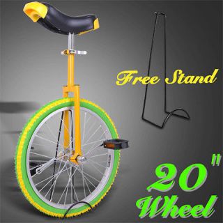   Wheel Uni Cycle Skidproof Unicycle Stand Bike Cycling Yellow Green