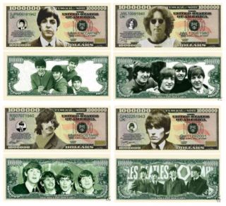 Beatles McCartney Lennon Notes 25 Full sets of 4 Bills