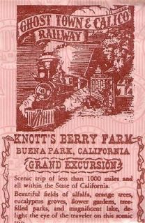 1957 Knotts Berry Farm Pair Of Tickets Calico Railway & Butterfield 