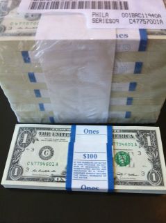 50 NEW ONE DOLLAR BILLS $1 UNCIRCULATED IN CONSECUTIVE ORDER