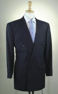 BRIONI* Navy Blue Pinstripe Chalkstripe Flannel 1 Btn DB Handmade 