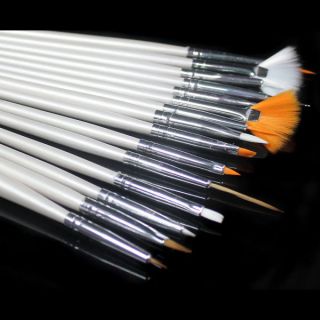 Luxury 15 Nail Art Design Brushes Set Painting Pen Polish Tips White 