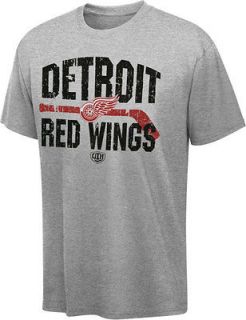 Detroit Red Wings Grey Old Time Hockey Rockaway Distressed Print T 
