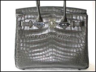 Limited Edition SO BLACK CROC 30cm Hermes Birkin Bag