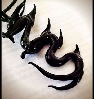 Hand Blown Glass Dragon Necklace Black Dragon Mendocino Glass Blower