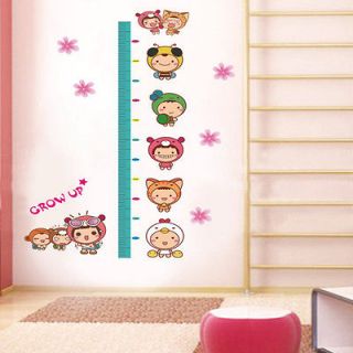 New Cute Kids Growth Height Chart Measure Wall Sticker Nursery Kids 