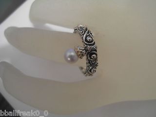 Barbara Bixby White Cultured Freshwater Pearl Charm Ring Sterling/18K 