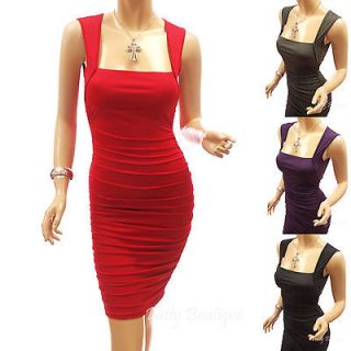 Elegant Square Neck Ruched Evening Cocktail Party Dress