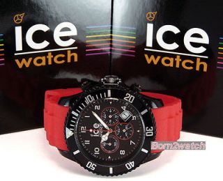 ICE WATCH MEN CHRONOGRAPH BLACK STEEL 45mm RED RUBBER STRAP 