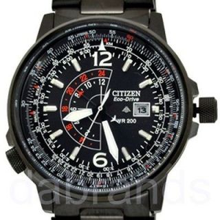   Black Promaster Eco Drive Pilot Stainless Steel Watch BJ7019 54E