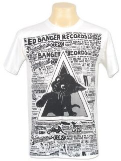 Black Cat Ed Banger DANCE Electro Punk Emo Retro DJ Black T Shirts Men 