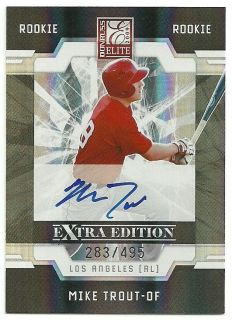 MIKE TROUT RC ON CARD AUTO 283/495 2009 ELITE EXTRA ANGELS