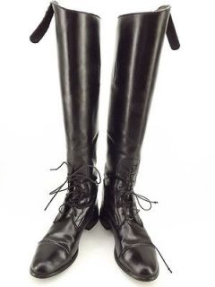 Womens boots black vegan vintage 6 M equestrian Engish riding cap toe