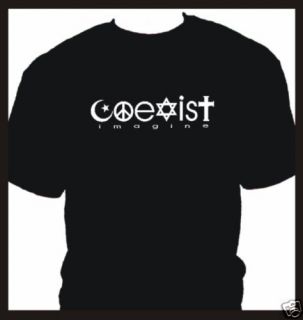 BLACK Coexist Imagine Peace War U2 Tee T Shirt (M)