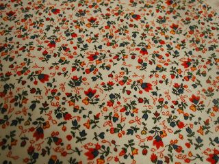 FABRIC   DUCK CLOTH   COTTON   SMALL FLOWERS YELLOW BLUE RED   45 X 