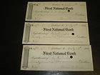   ME First National Bank 3 checks 1901 MERRILL BROS Ingersall G Corliss