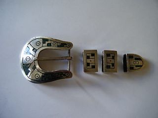 Mens Sterling Silver 925 Belt Buckle Made in Mexico inlayed with 