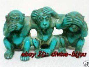 expression different 3 monkeys MAN MADE turquoise sculpture