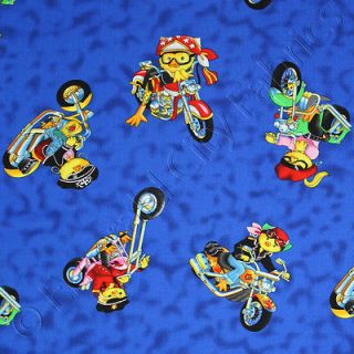 Timeless Treasures Biker Chicks Blue Harley Davidson Motorcycle Quilt 