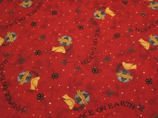 Debbie Mumm Christmas Peace on Earth Cotton Fabric Dove Burgundy 