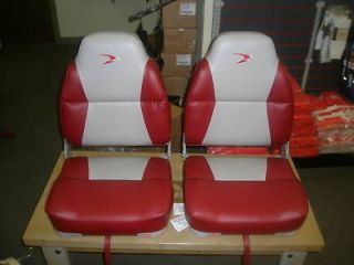 WISE PREM HI BACK BOAT SEAT, GREY/RED, TWO WD640
