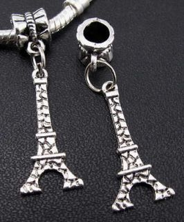   silver Eiffel Tower dangle European beads fit Charm bracelet f79