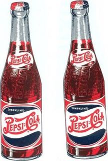BUY QUALITY ~ 2 Pepsi Cola Bottle Decals Soda Pop 8 Tall Soda 
