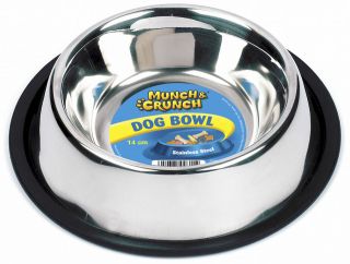 STAINLESS STEEL NON SLIP DOG CAT PET BOWL PETS DOGS CATS 14CM RUST 