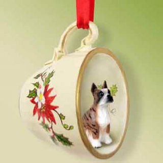 Boxer Dog Figurine Christmas Holiday Ornament Brindle