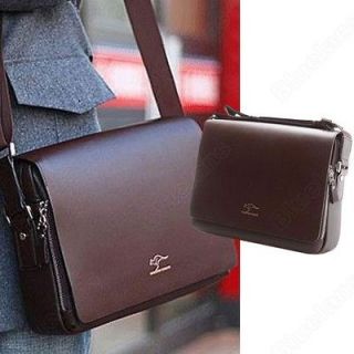   Mens Crossbody Shoulder Messenger Bag Briefcase Brown M Horizontal