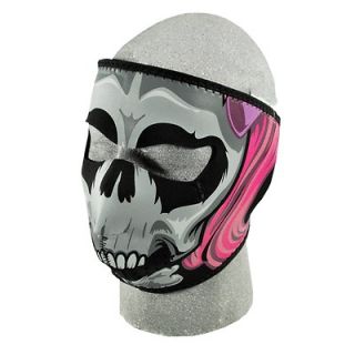   Threat Motorcycle Biker Ski Mobile Neoprene Face Mask   Girl Skull