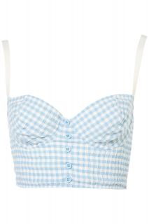 Topshop pastel gingham print bralet croptop corset UK 10 12 14 16 $50