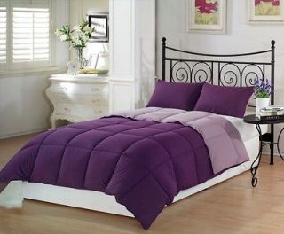 3pcs Purple Lilac Soft Goose Down Alternative Reversible Comforter Set 