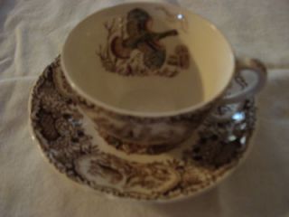 Set of 2 Johnson Brothers Wild Turkey Cups and Saucers