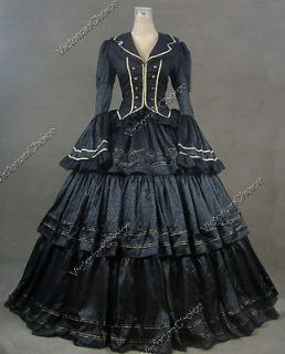 Civil War Victorian Brocade and Cotton Ball Gown Dress Prom 