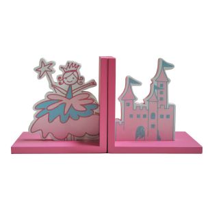 Princess and Castle Wooden Bookends for Kids Girl Set of 2