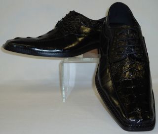 Mens Rich Black Elegance Exotic Croco Embossed Dress Shoes Bolano 6270 