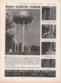 1939 Chicago Bridge & Iron Co Ad 500,000 Gallon Storage Tank 