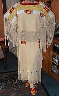     Plains South.Style Cheyenne PowWow Regalia Buckskin Dress/Set