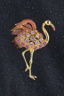 TRIFARI flamingo Brooch   Rhinestone Jewels   Vintage
